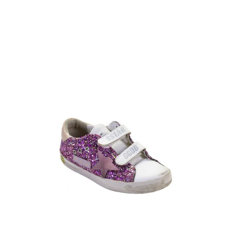 Golden Goose Childrens Girls Leather Glitter Sneakers White Purple Size 31
